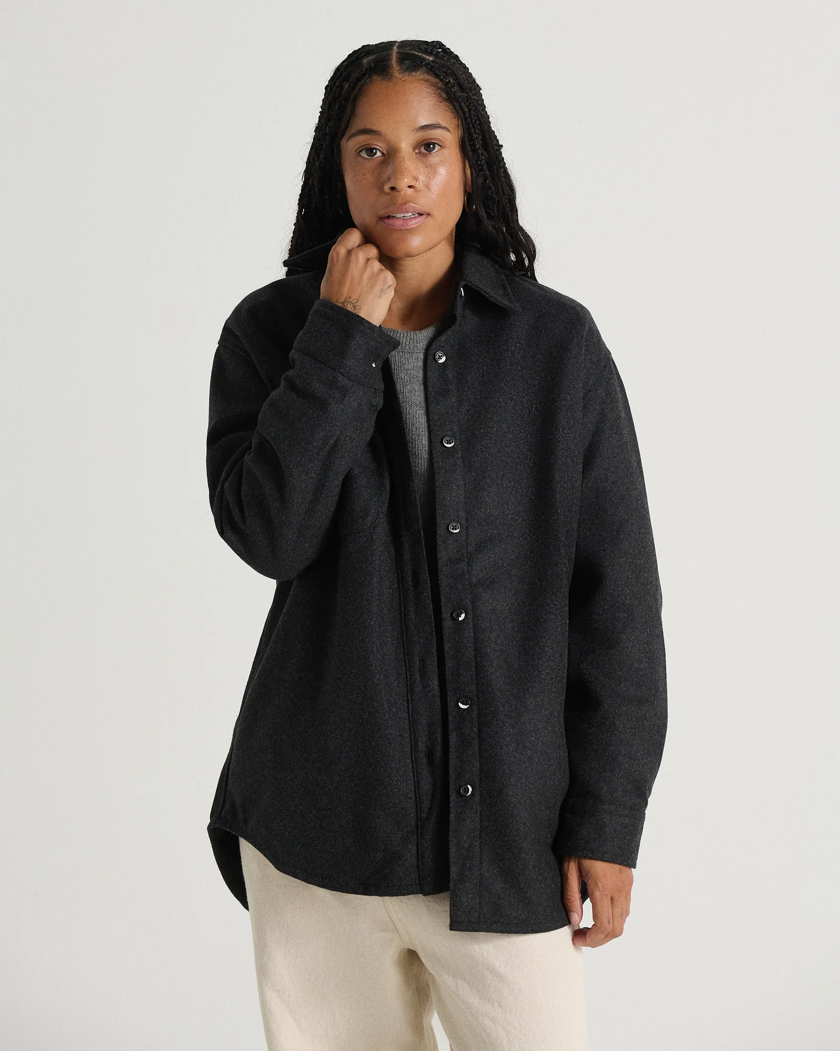 Relaxed Modern Melton Wool Shirt (600GSM) - Image 11