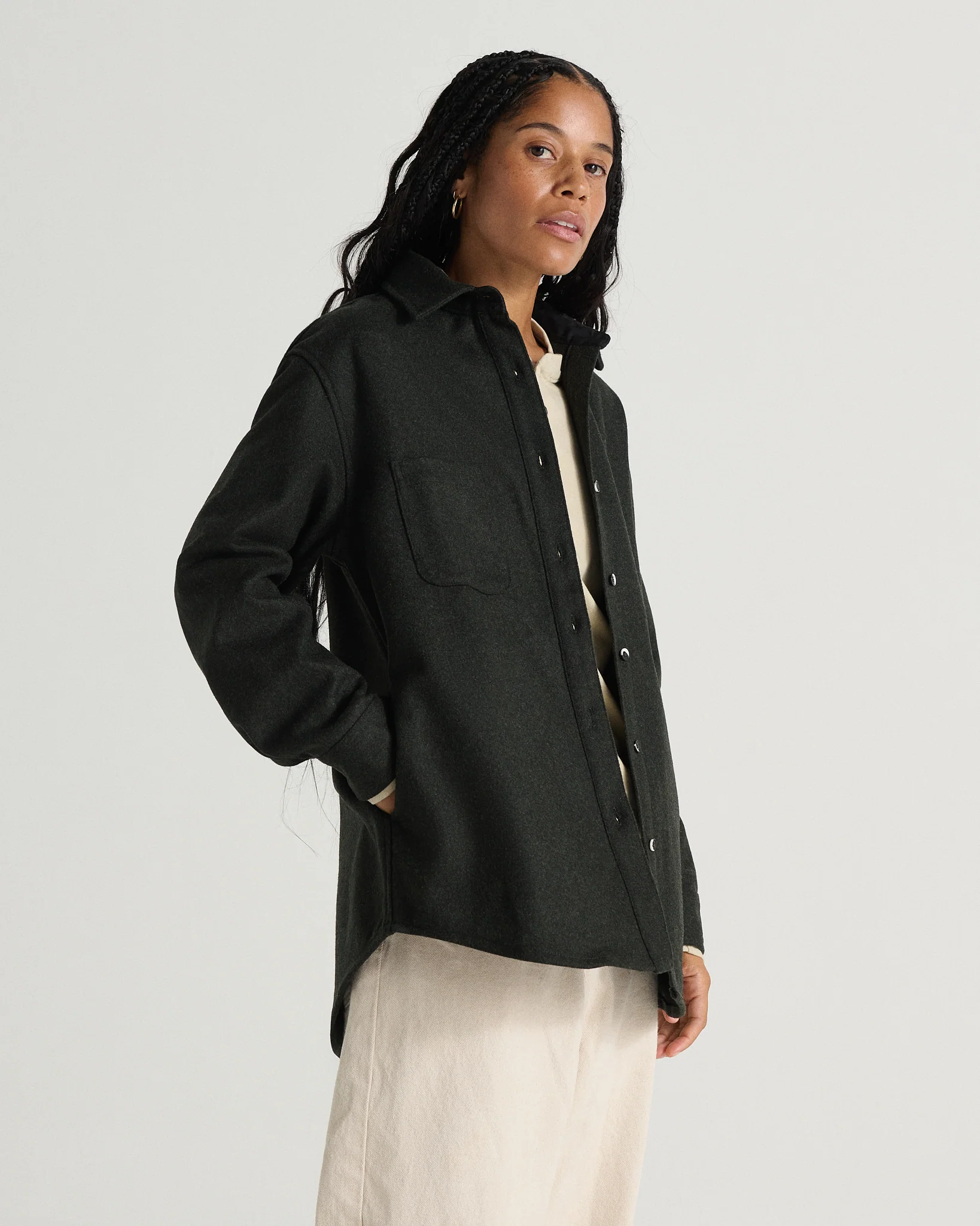 Relaxed Modern Melton Wool Shirt (600GSM) - Image 18