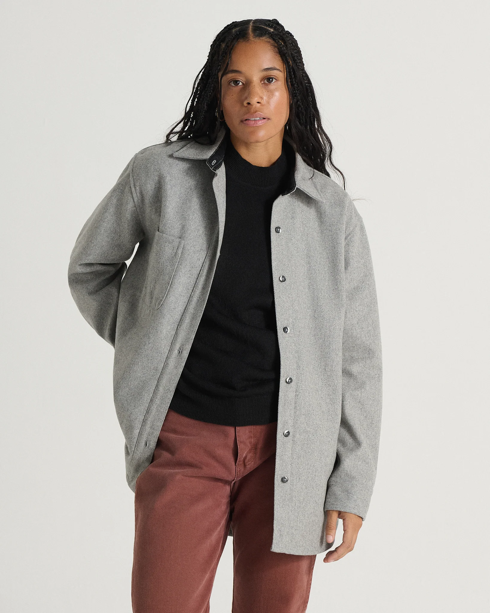 Relaxed Modern Melton Wool Shirt (600GSM) - Image 45